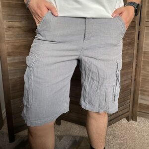 White and Blue Pinstripe WRK Shorts - 30